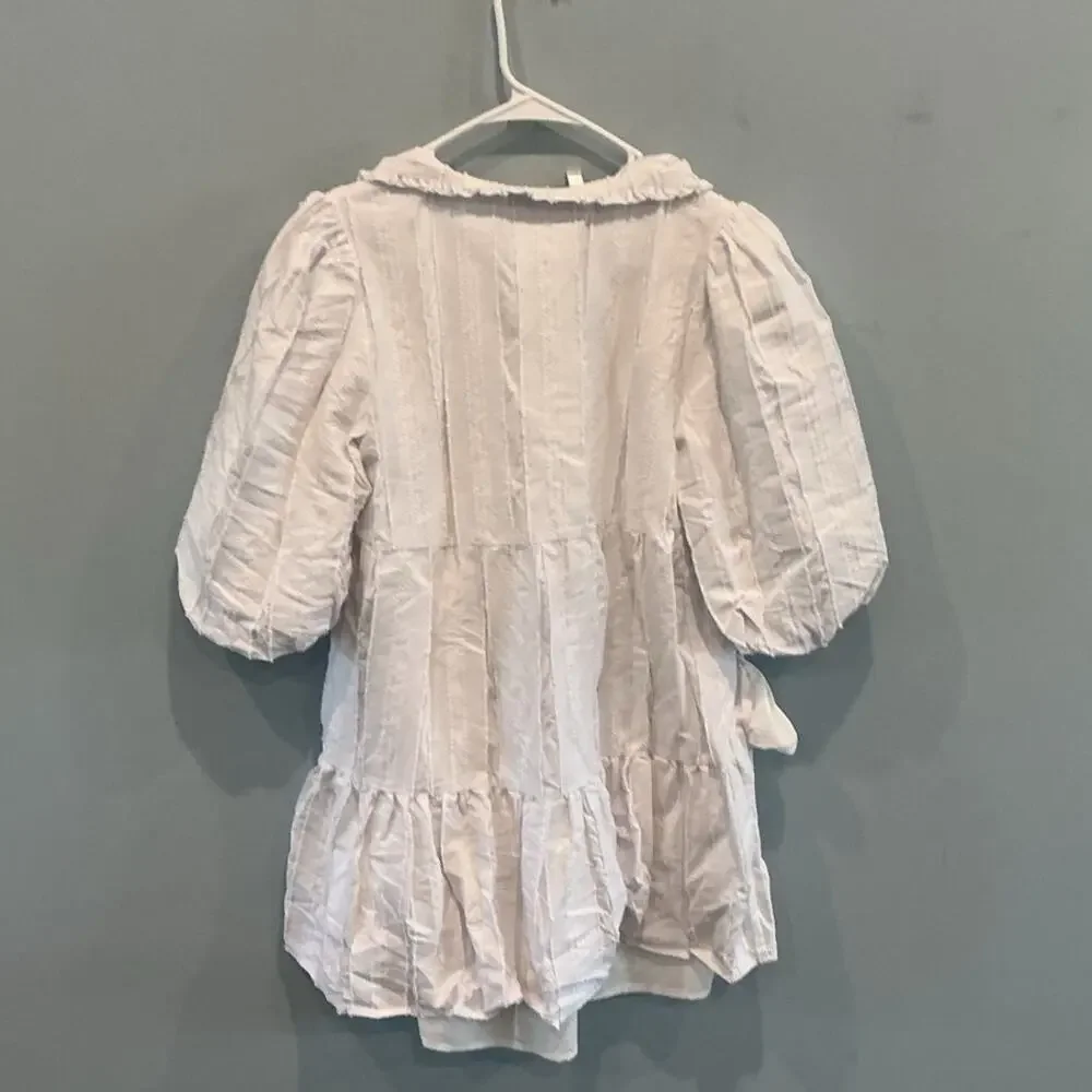 Emily McCarthy The Frankie Tiered Mini Dress Size S White Preppy‎ Cocktail Beach